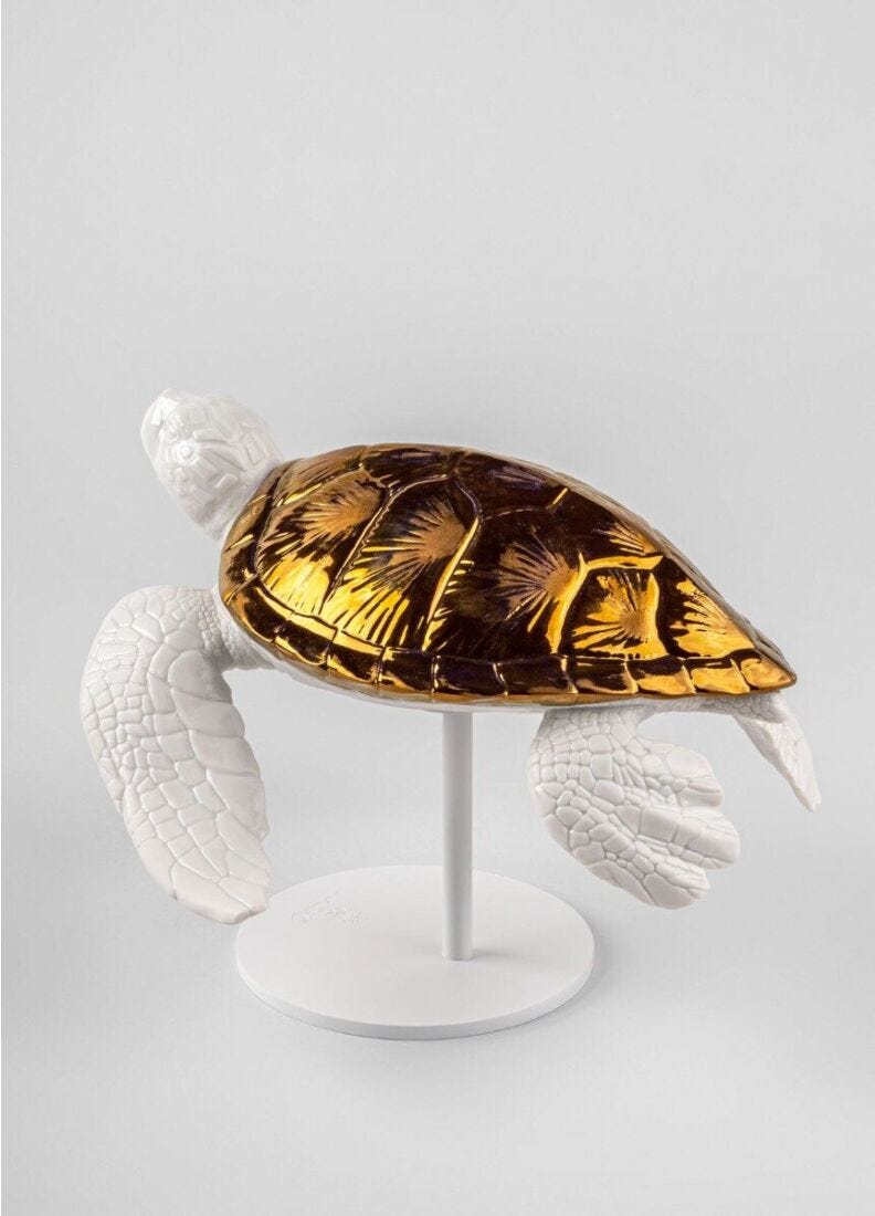 lladro Escultura Tortuga marina II (blanco – cobre) ÚLTIMAS EDICIONES