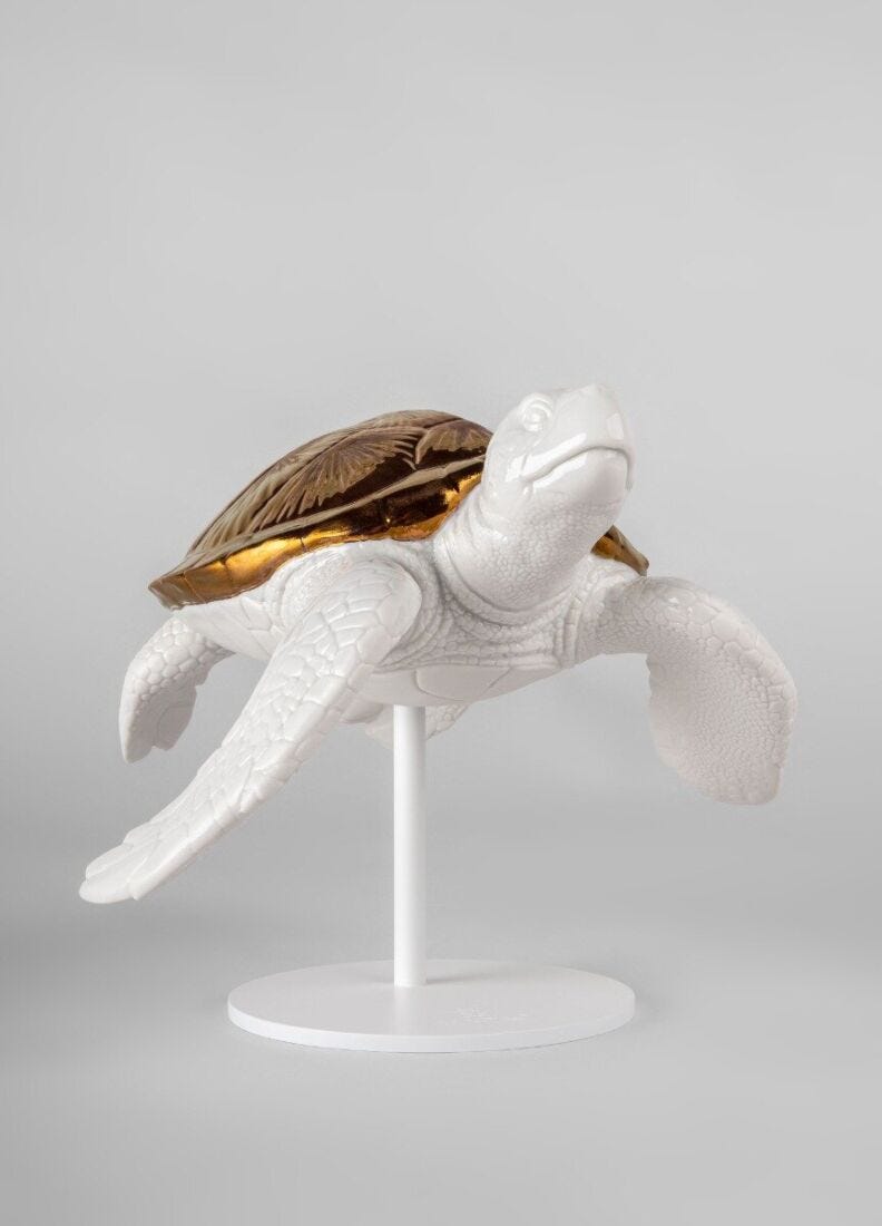 lladro Escultura Tortuga marina II (blanco – cobre) ÚLTIMAS EDICIONES