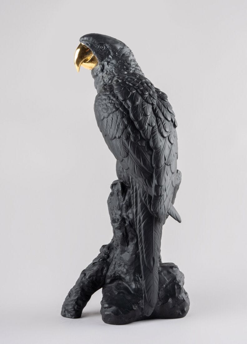 lladro Escultura Guacamayo. Negro y dorado. Serie Limitada Rebajas baratas