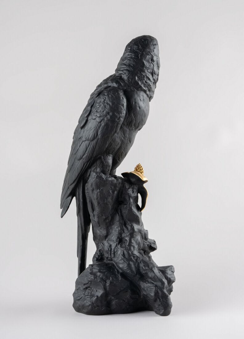 lladro Escultura Guacamayo. Negro y dorado. Serie Limitada Rebajas baratas