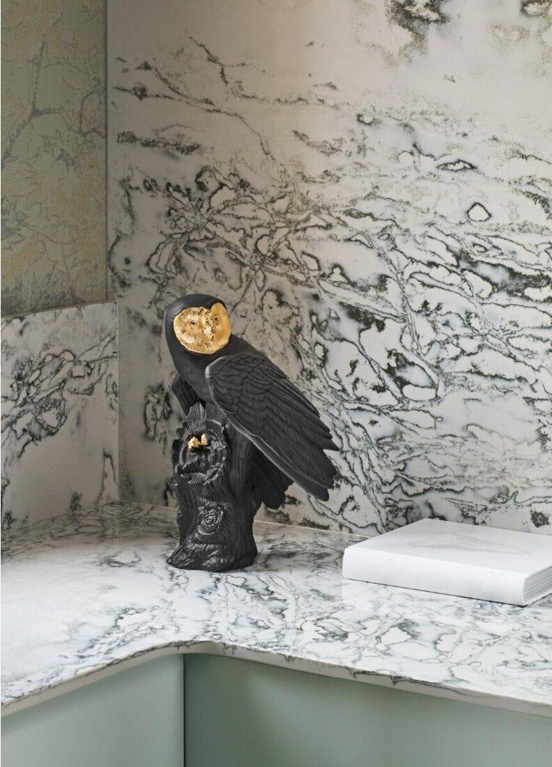 lladro Escultura Lechuza. Negro-dorado. Serie Limitada Rebajas de fábrica