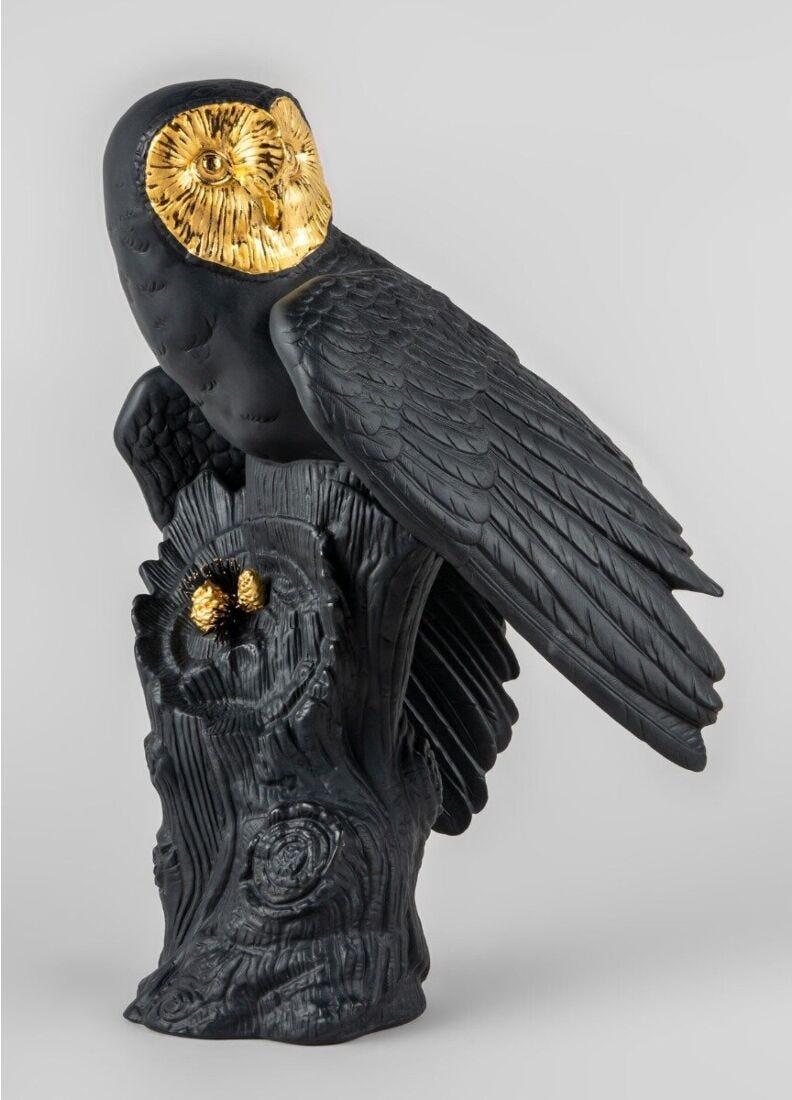 lladro Escultura Lechuza. Negro-dorado. Serie Limitada Rebajas de fábrica