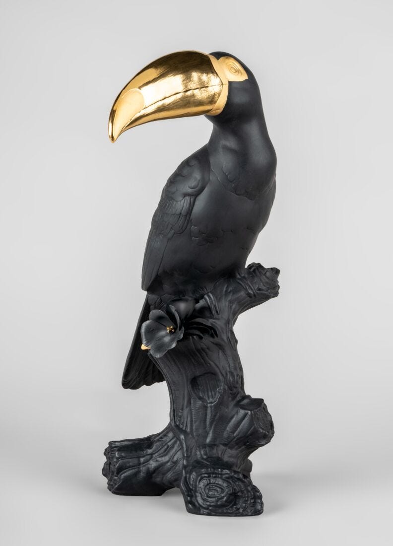 lladro Escultura Tucán. Negro-dorado. Serie Limitada Los más vendidos