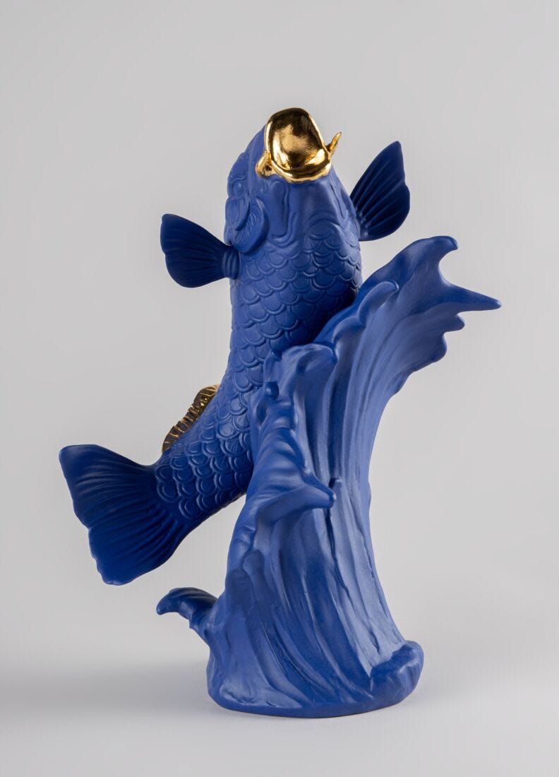 lladro Escultura Carpa Koi. Azul-dorado. Serie Limitada Ventas relámpago