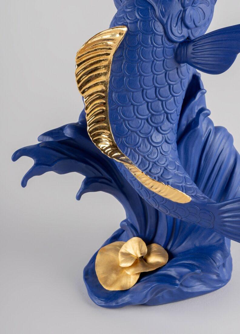 lladro Escultura Carpa Koi. Azul-dorado. Serie Limitada Ventas relámpago