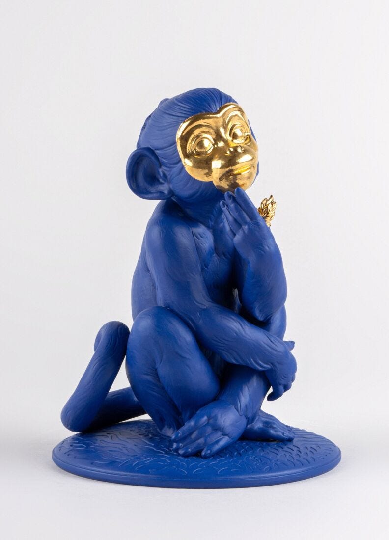 lladro Escultura Monito. Azul-dorado. Serie Limitada Descuento