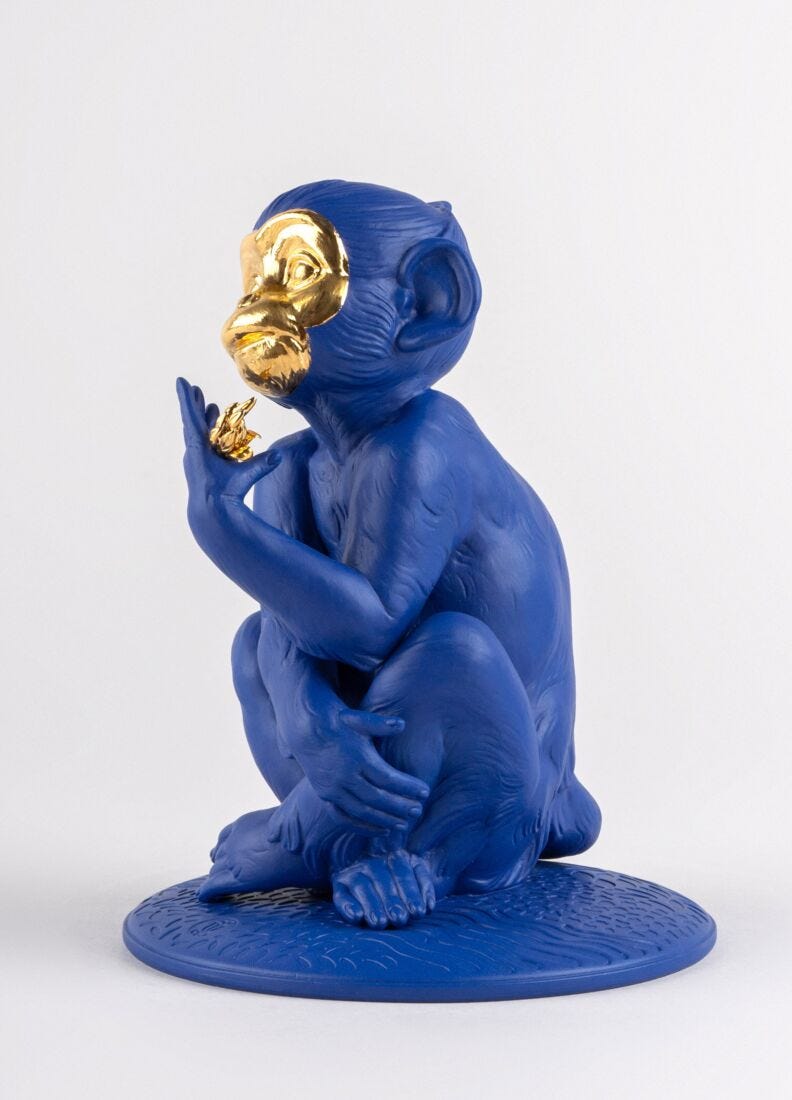lladro Escultura Monito. Azul-dorado. Serie Limitada Descuento