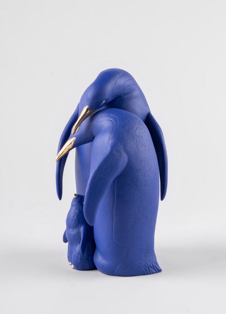 lladro Escultura Familia de pingüinos. Azul-dorado. Serie Limitada Tienda