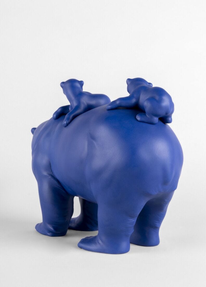 lladro Escultura Mamá osa y sus bebés (azul-dorado). Serie Limitada Tienda