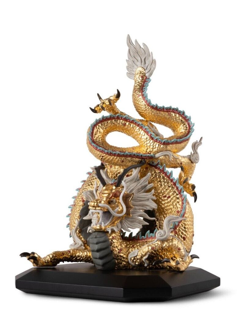 lladro Escultura Dragón protector. Oro. Edición especial. Serie Limitada