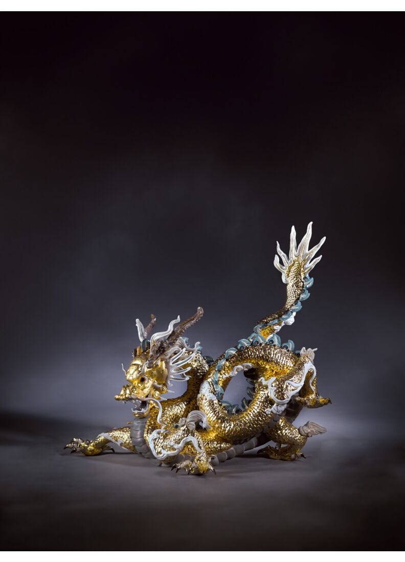 lladro Escultura Gran Dragón. Lustre oro. Serie limitada Grandes descuentos