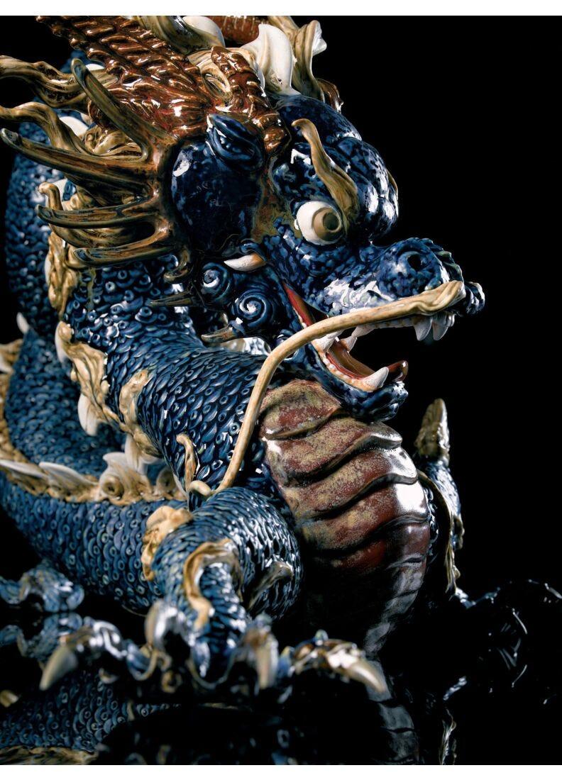 lladro Escultura Gran Dragón. Esmalte azul. Serie limitada Envío internacional gratuito