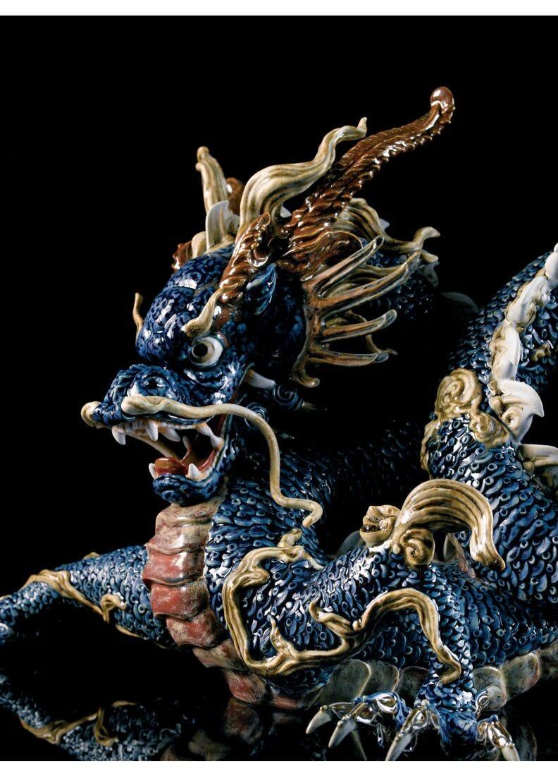 lladro Escultura Gran Dragón. Esmalte azul. Serie limitada Envío internacional gratuito