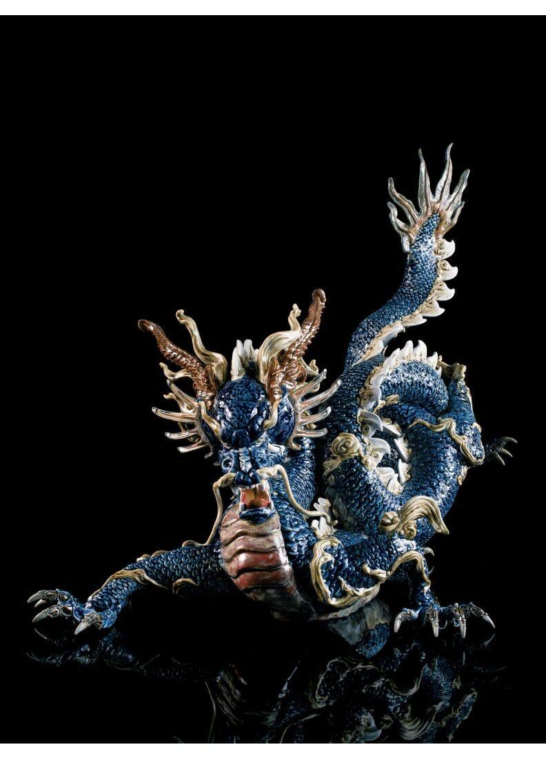 lladro Escultura Gran Dragón. Esmalte azul. Serie limitada Envío internacional gratuito