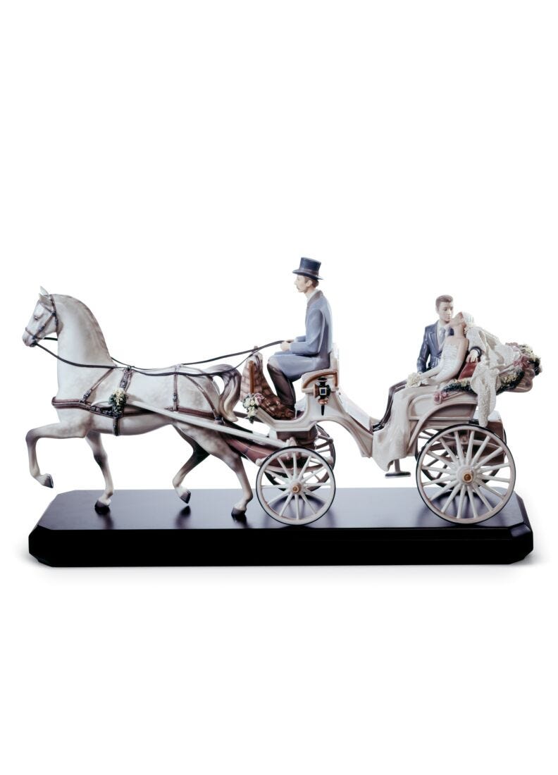 lladro Escultura joven pareja Carruaje de novios. Serie limitada
