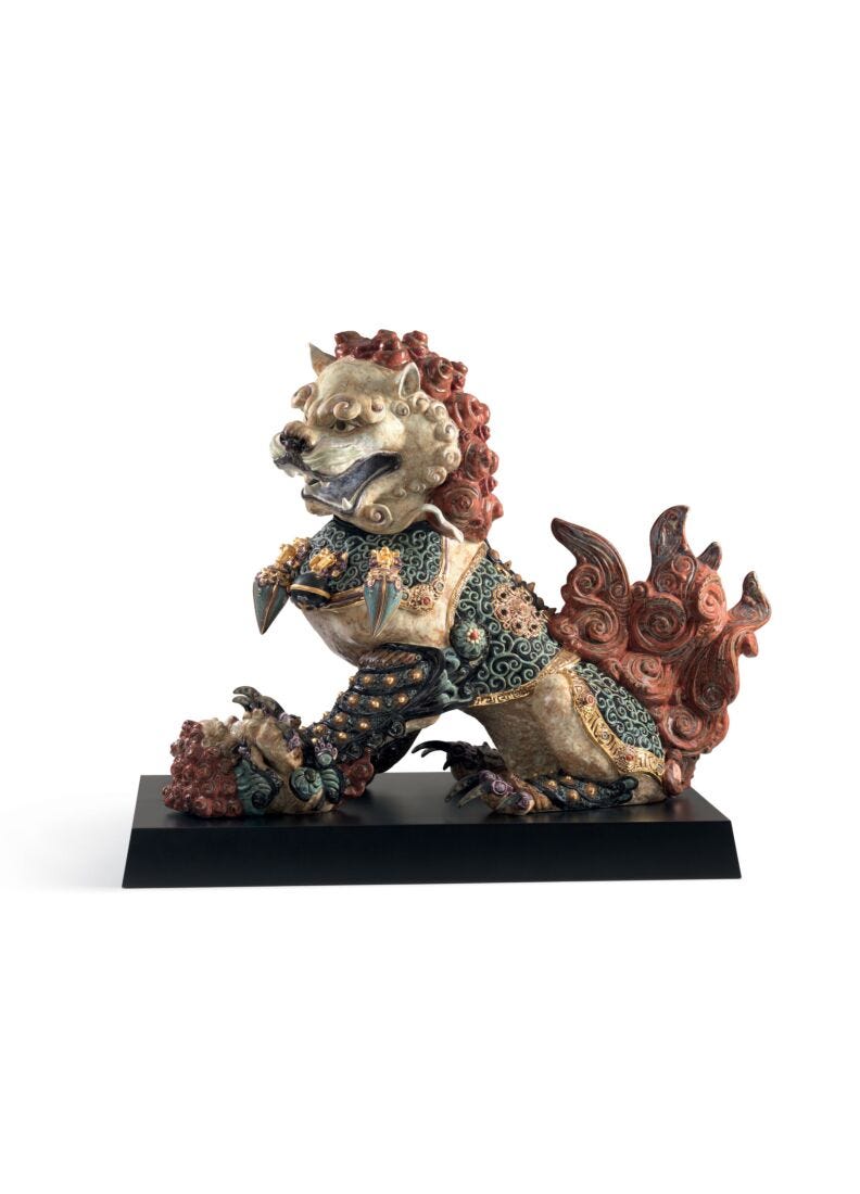 lladro Escultura Leona guardián. Rojo. Serie limitada Ofertas