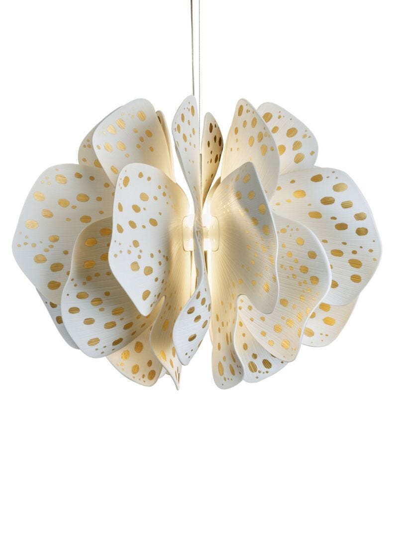 lladro Lámpara colgante Nightbloom 60cm. Blanco y oro. (CE/UK) Rebajas online