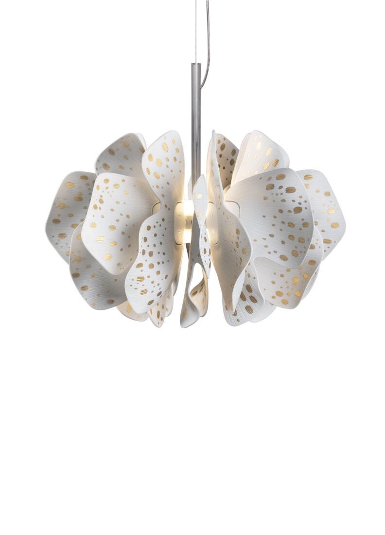 lladro Lámpara colgante Nightbloom 40cm. Blanco y oro. (CE/UK)