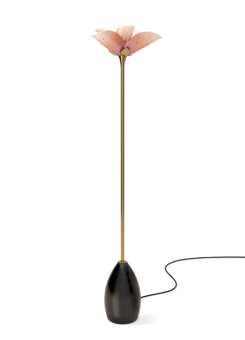 lladro Lámpara de pie Blossom - base madera. Rosa-oro (CE)