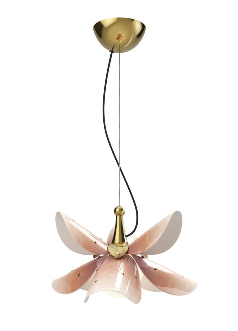 lladro Lámpara colgante Blossom. Rosa y oro. (CE/UK/CCC) Limitado a 3 días