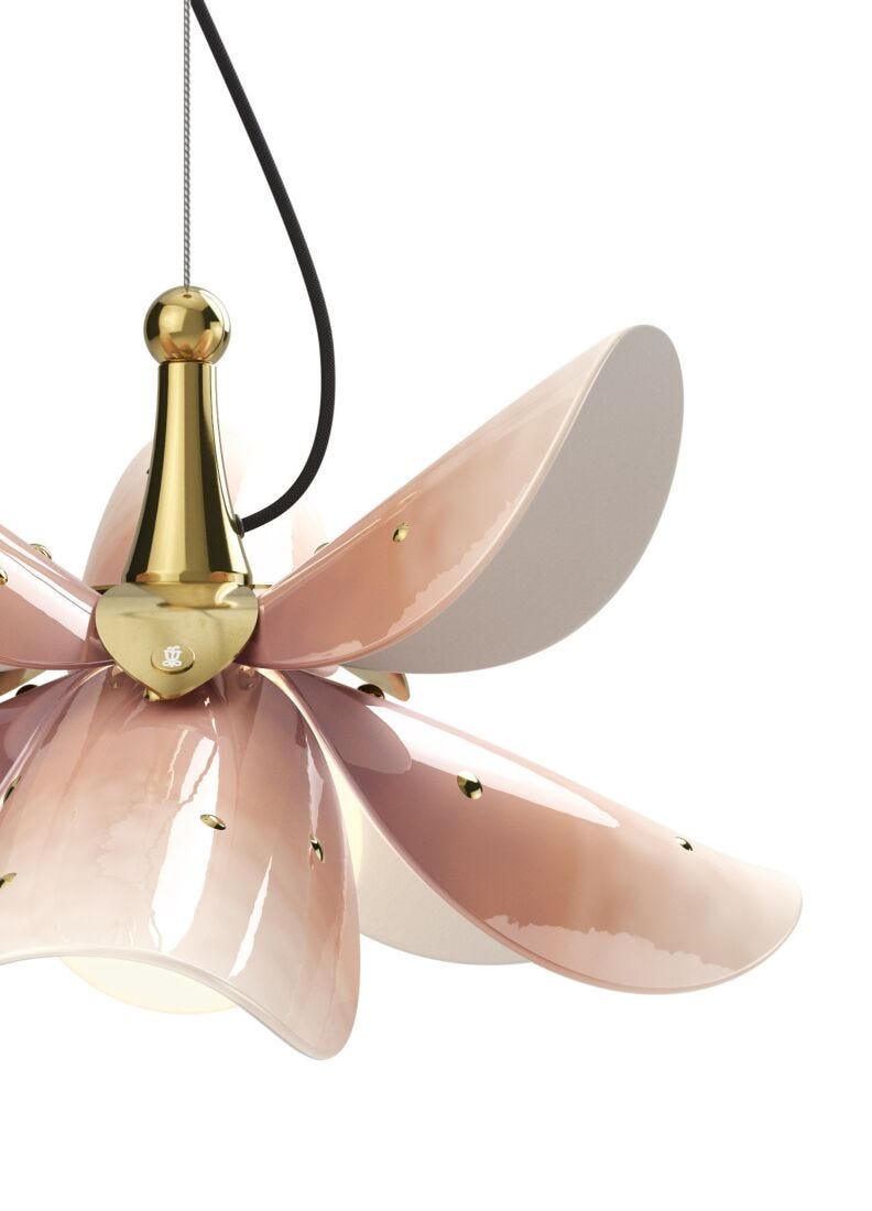 lladro Lámpara colgante Blossom. Rosa y oro. (CE/UK/CCC) Limitado a 3 días