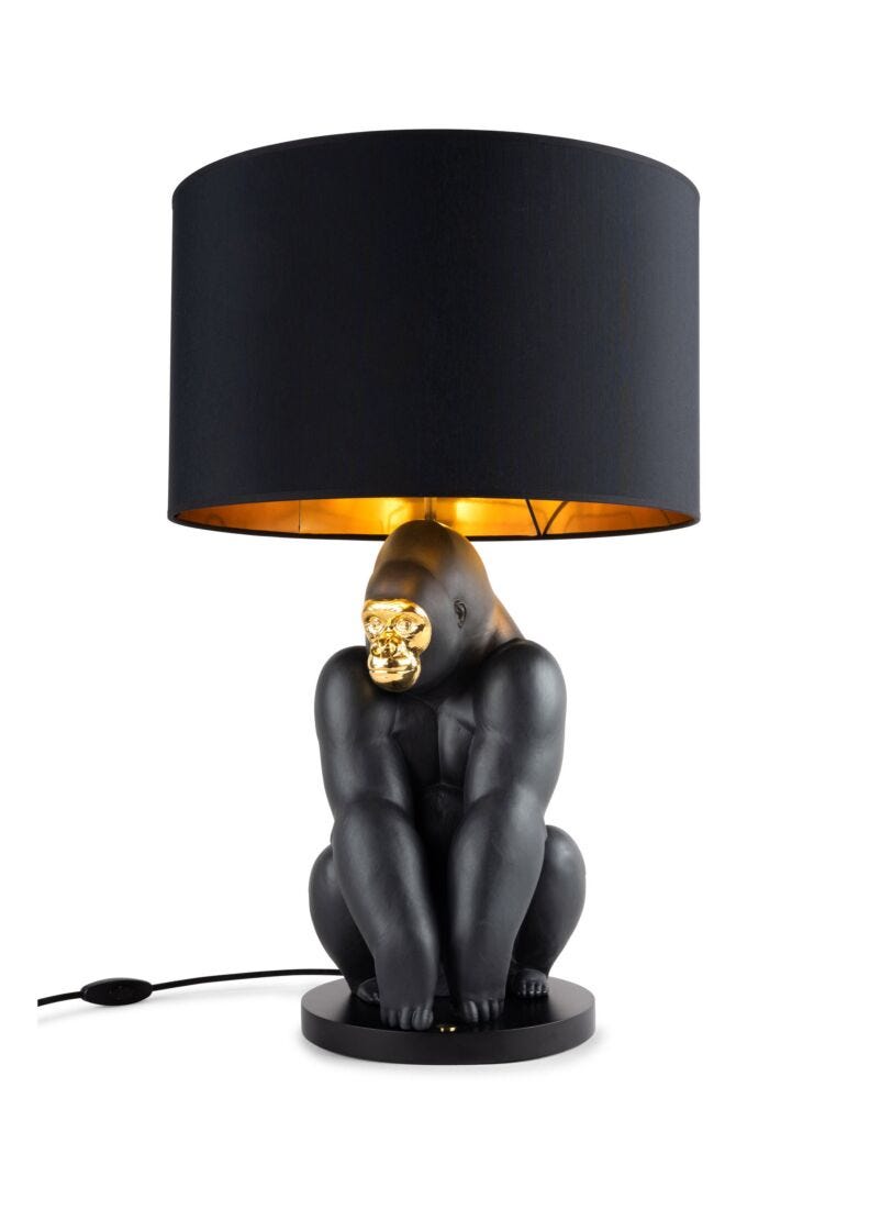 lladro Lámpara Gorila. Negro-dorado (CE)