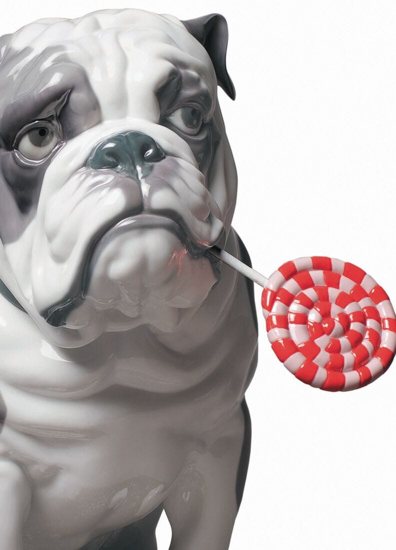 lladro Figura perro Bulldog con piruleta Venta caliente