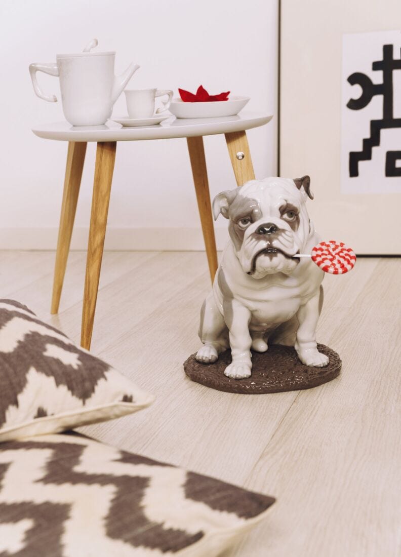 lladro Figura perro Bulldog con piruleta Venta caliente