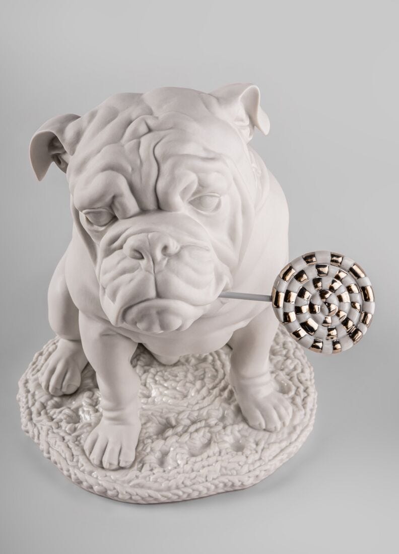 lladro Escultura Bulldog con piruleta. Re-Deco En oferta