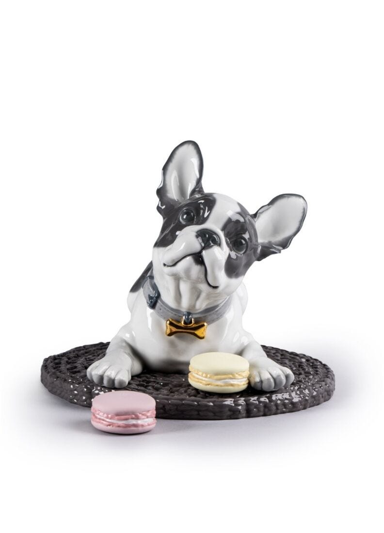 lladro Figura perro Bulldog francés con macarons Gran oferta