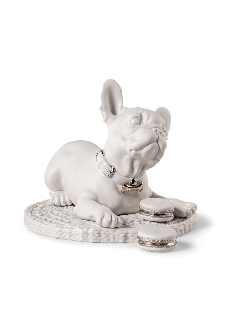 lladro Escultura Bulldog francés con macarons. Re-Deco Rebajas baratas