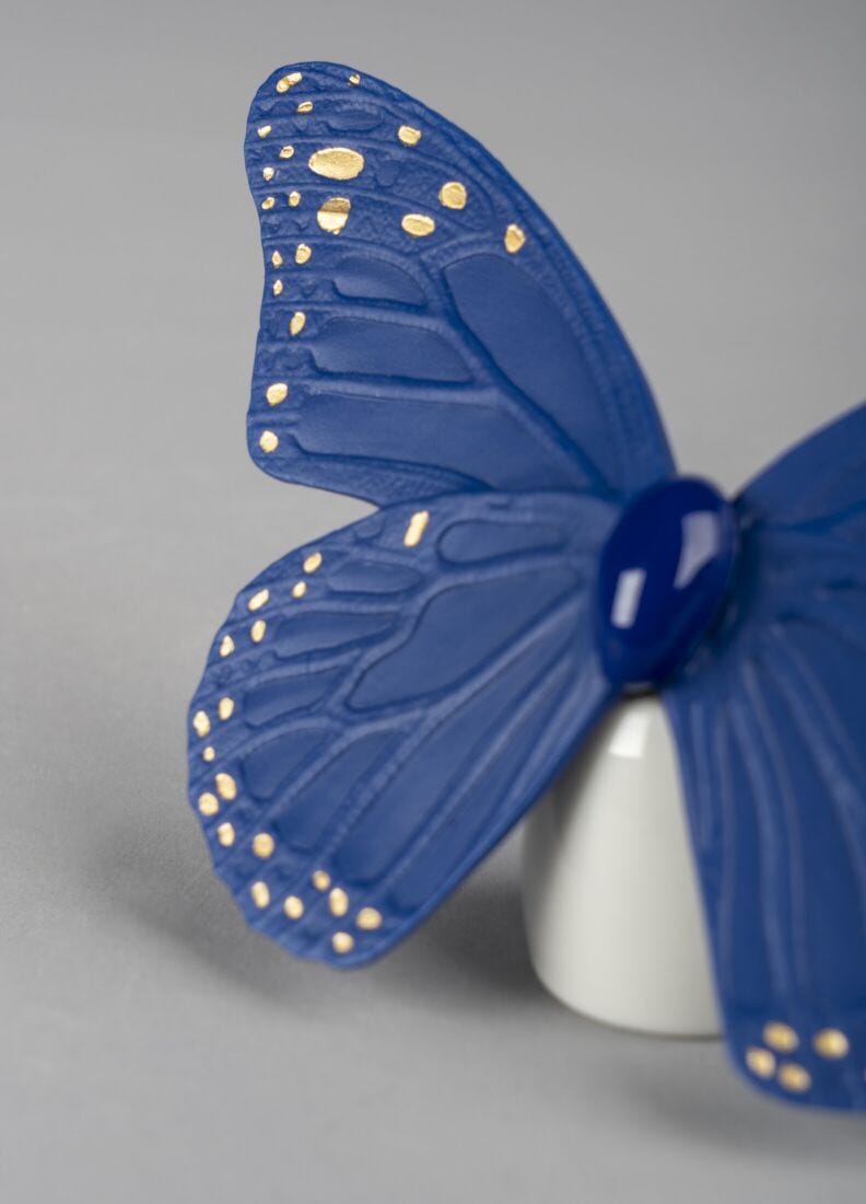 lladro Figura Mariposa. Lustre oro y azul Últimos 2 días
