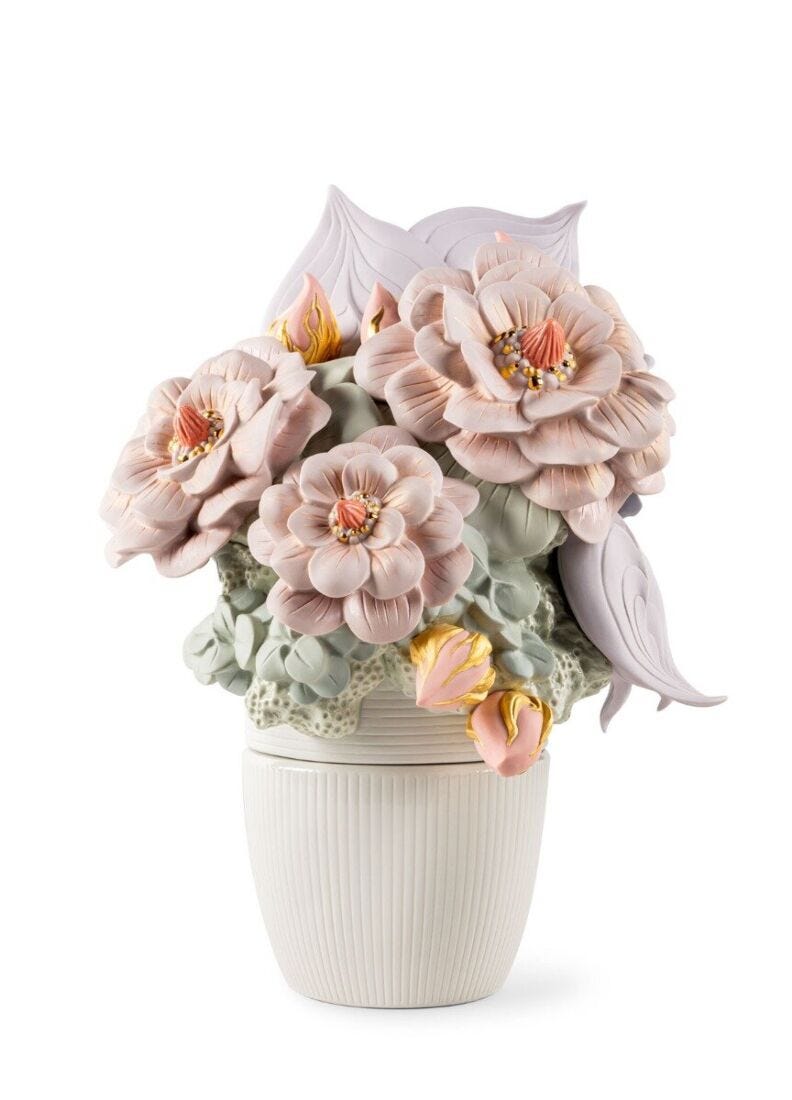 lladro Jarrón con flores. Rosa Solo queda un día