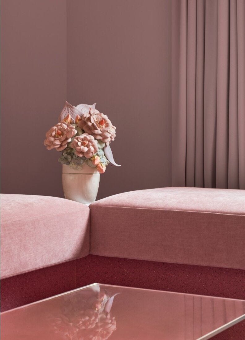lladro Jarrón con flores. Rosa Solo queda un día