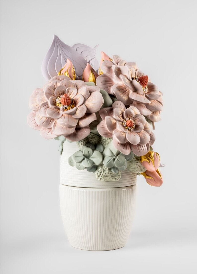 lladro Jarrón con flores. Rosa Solo queda un día