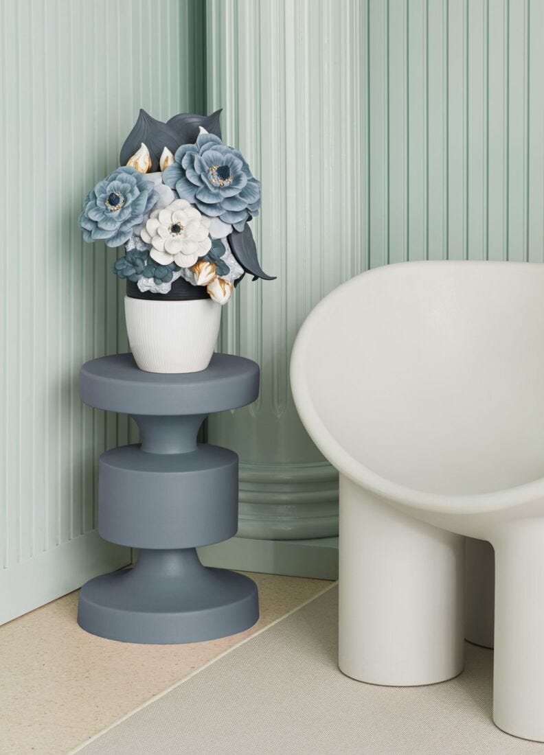 lladro Jarrón con flores. Azul Superdescuento