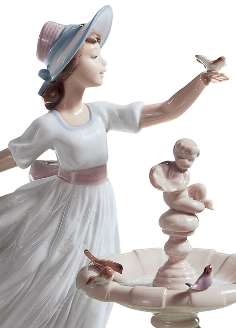 lladro Figura niña Pajaritos en la fuente Rebajas de fin de temporada