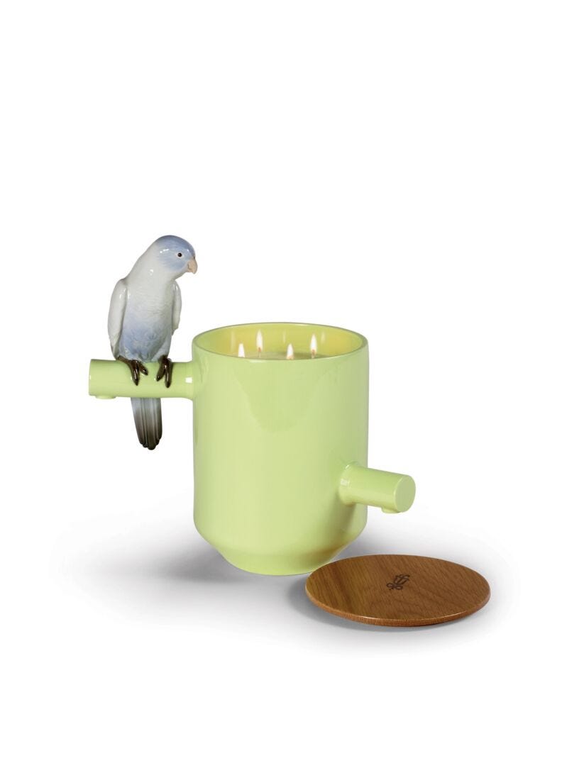 lladro Vela Parrot Treasure. Aroma En el prado. Verde