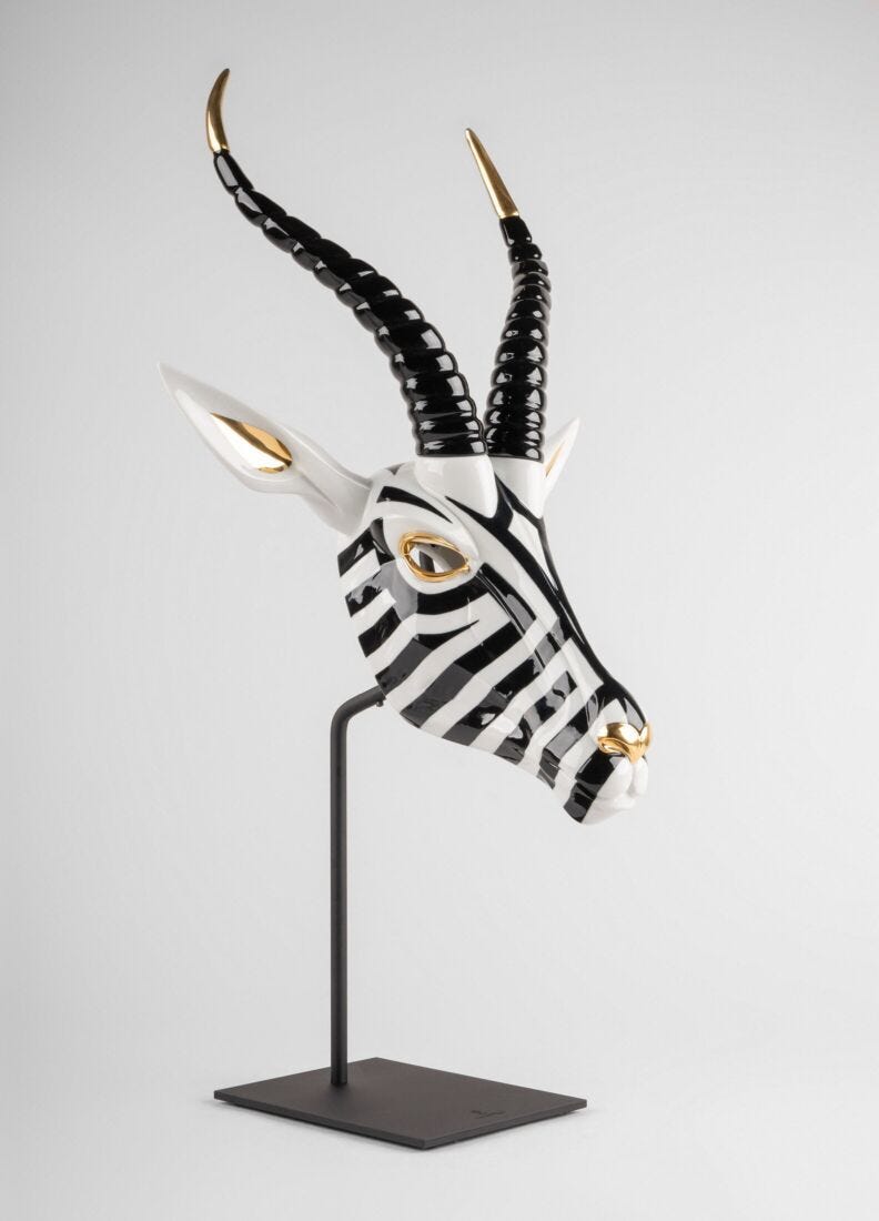 lladro Máscara Antílope. Negro y oro Venta caliente