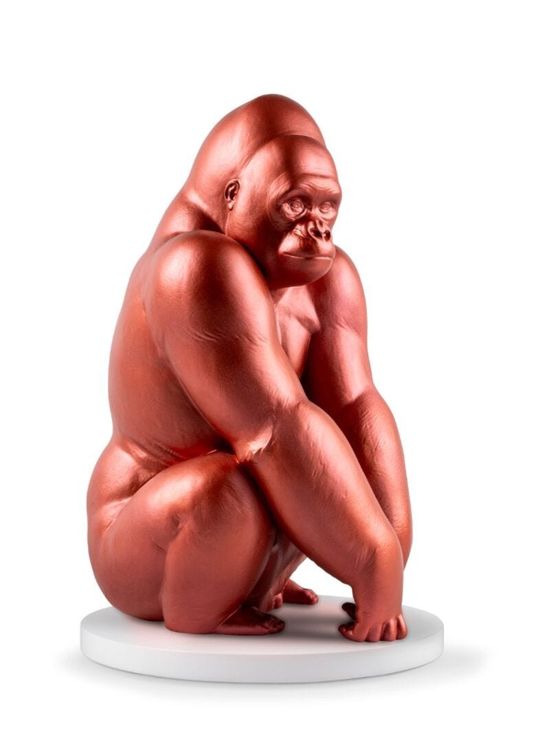 lladro Escultura Gorila. Rojo metalizado. Serie Limitada
