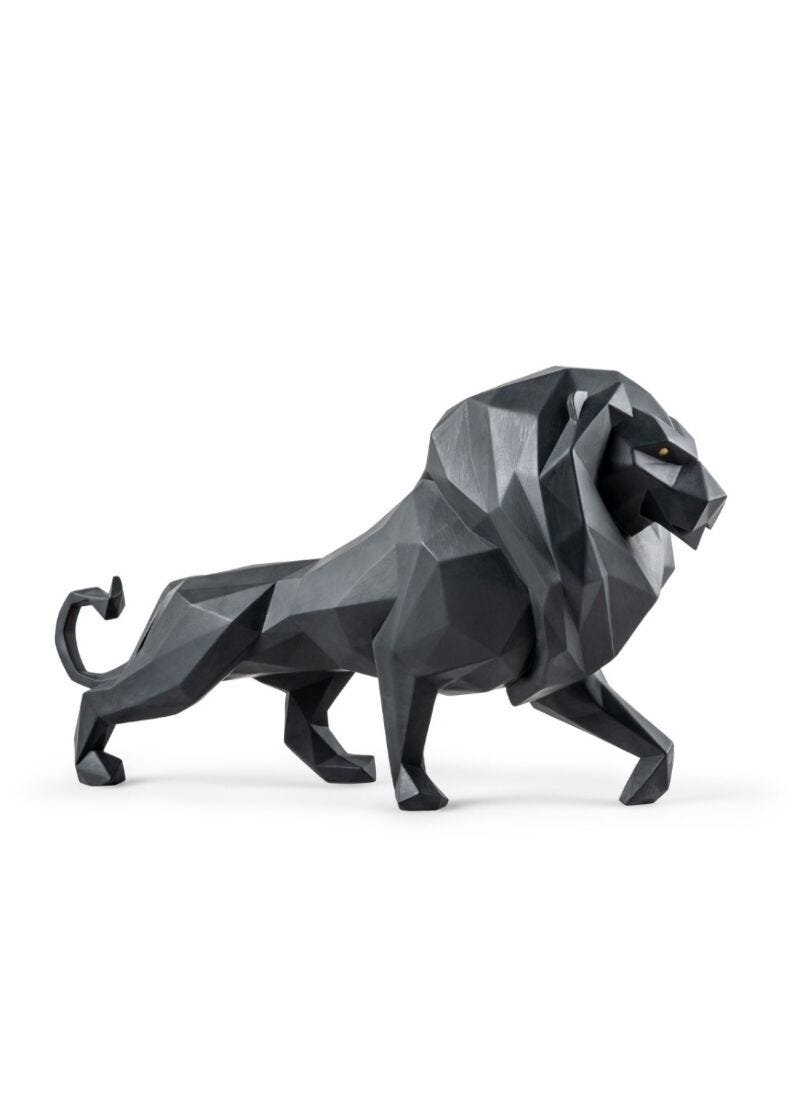lladro Escultura León. Negro mate