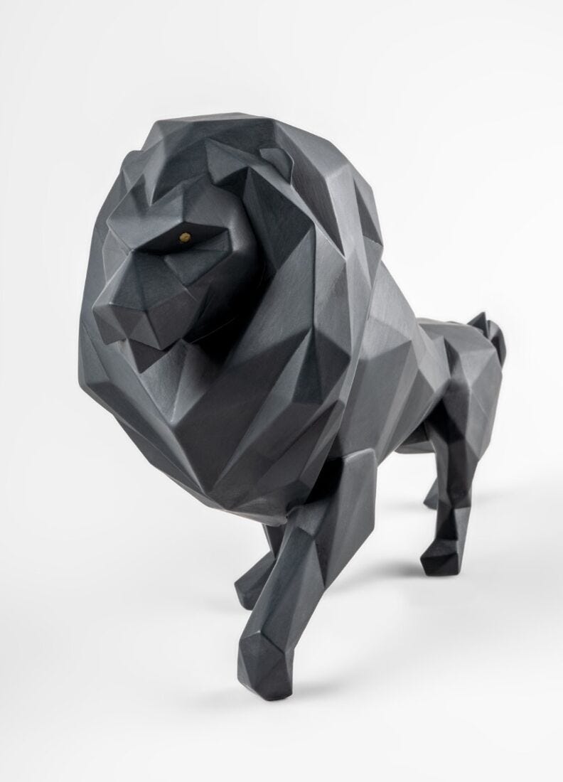 lladro Escultura León. Negro mate Grandes ahorros