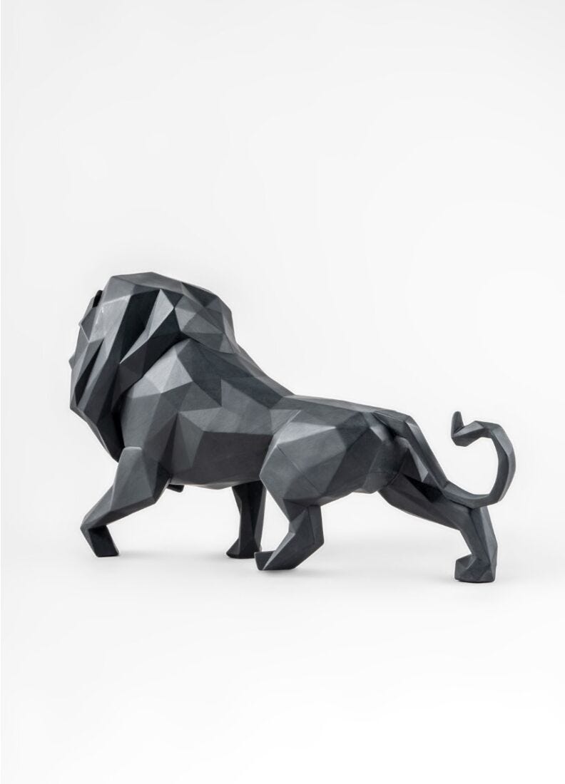 lladro Escultura León. Negro mate Grandes ahorros