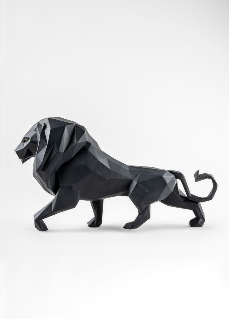 lladro Escultura León. Negro mate Grandes ahorros