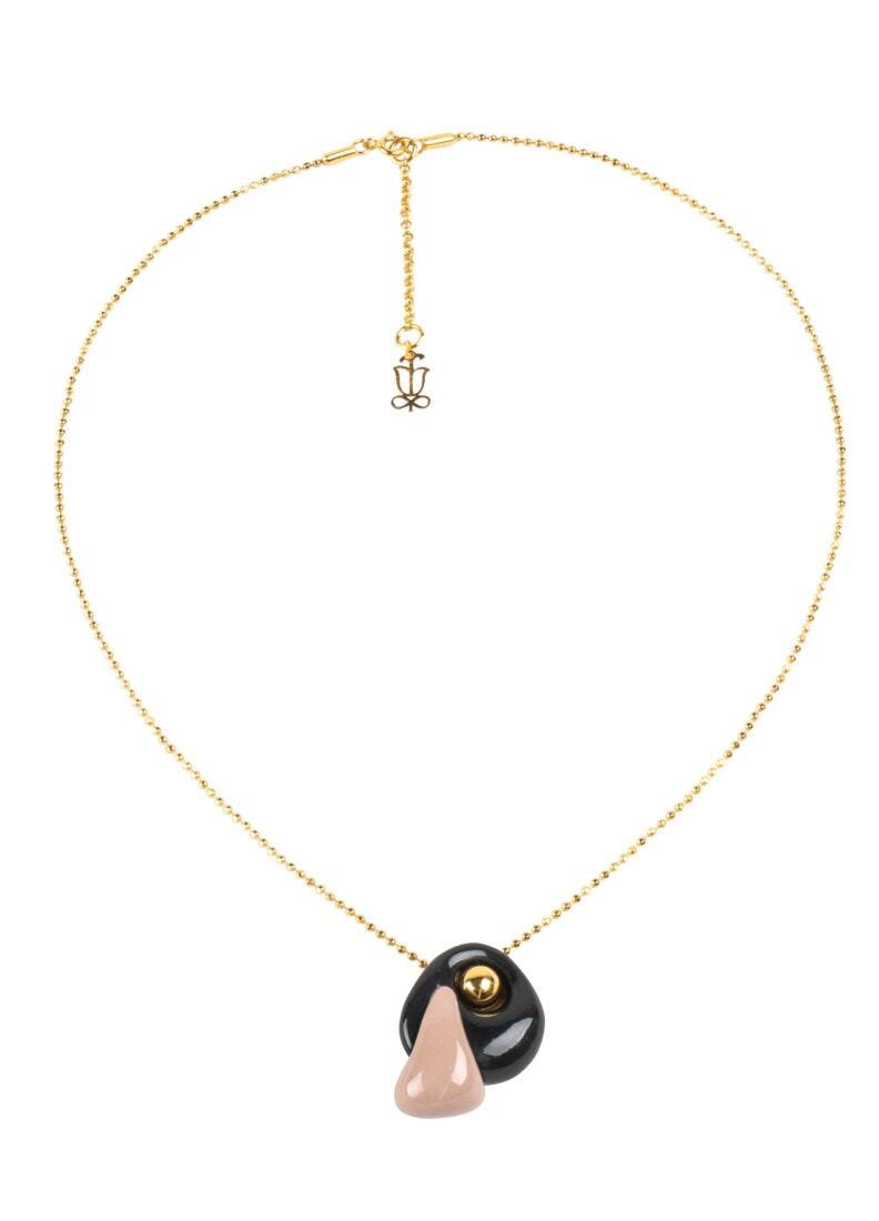 lladro Colgante Golden Pebbles. Negro beige y lustre oro 2025