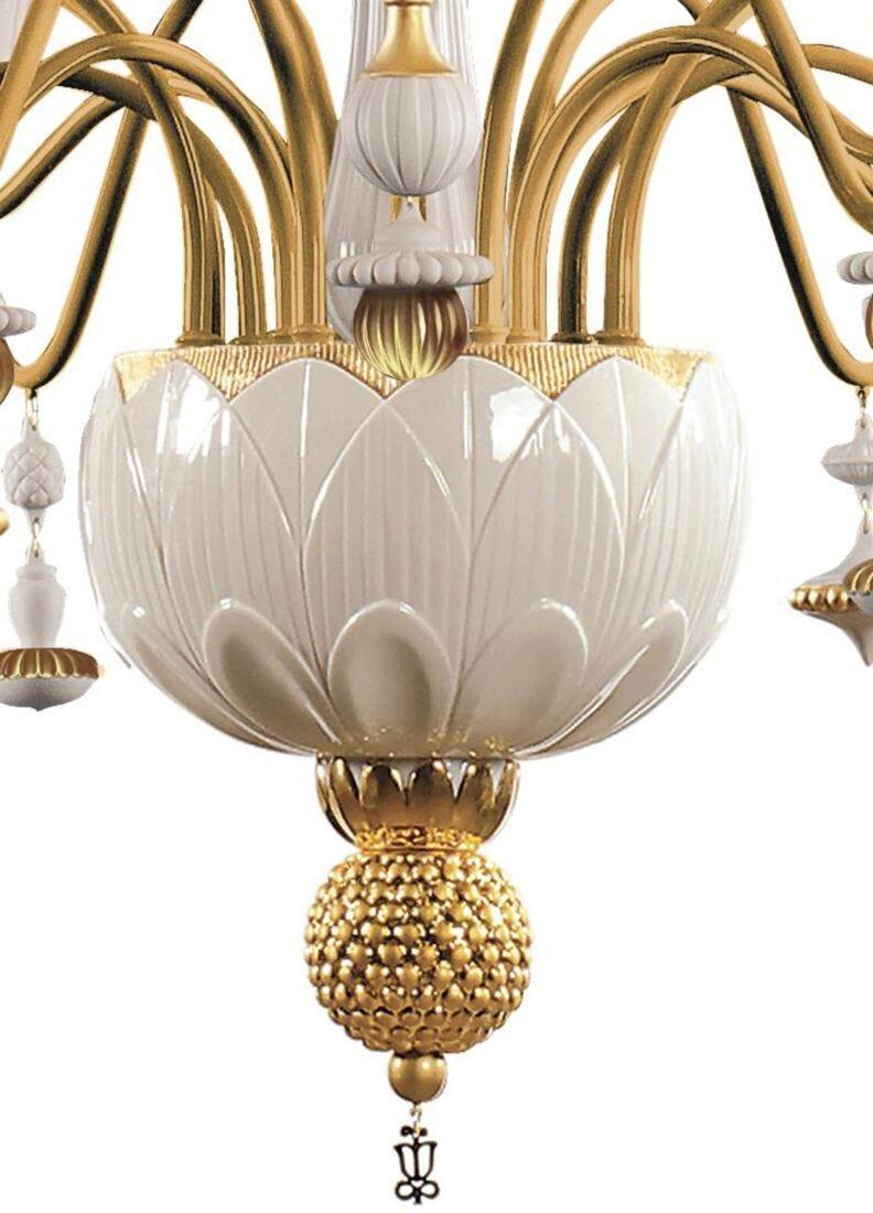 lladro Chandelier Ivy and Seed 16 luces. Mediano plano. Lustre oro (CE/UK/CCC) Tienda