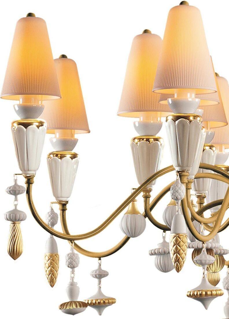 lladro Chandelier Ivy and Seed 16 luces. Mediano plano. Lustre oro (CE/UK/CCC) Tienda