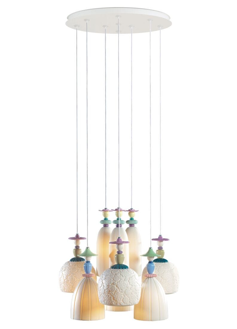 lladro Chandelier Mademoiselle Soñando frente al mar 9 luces (CE/UK/CCC) Liquidación