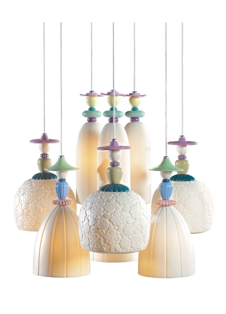 lladro Chandelier Mademoiselle Soñando frente al mar 9 luces (CE/UK/CCC) Liquidación