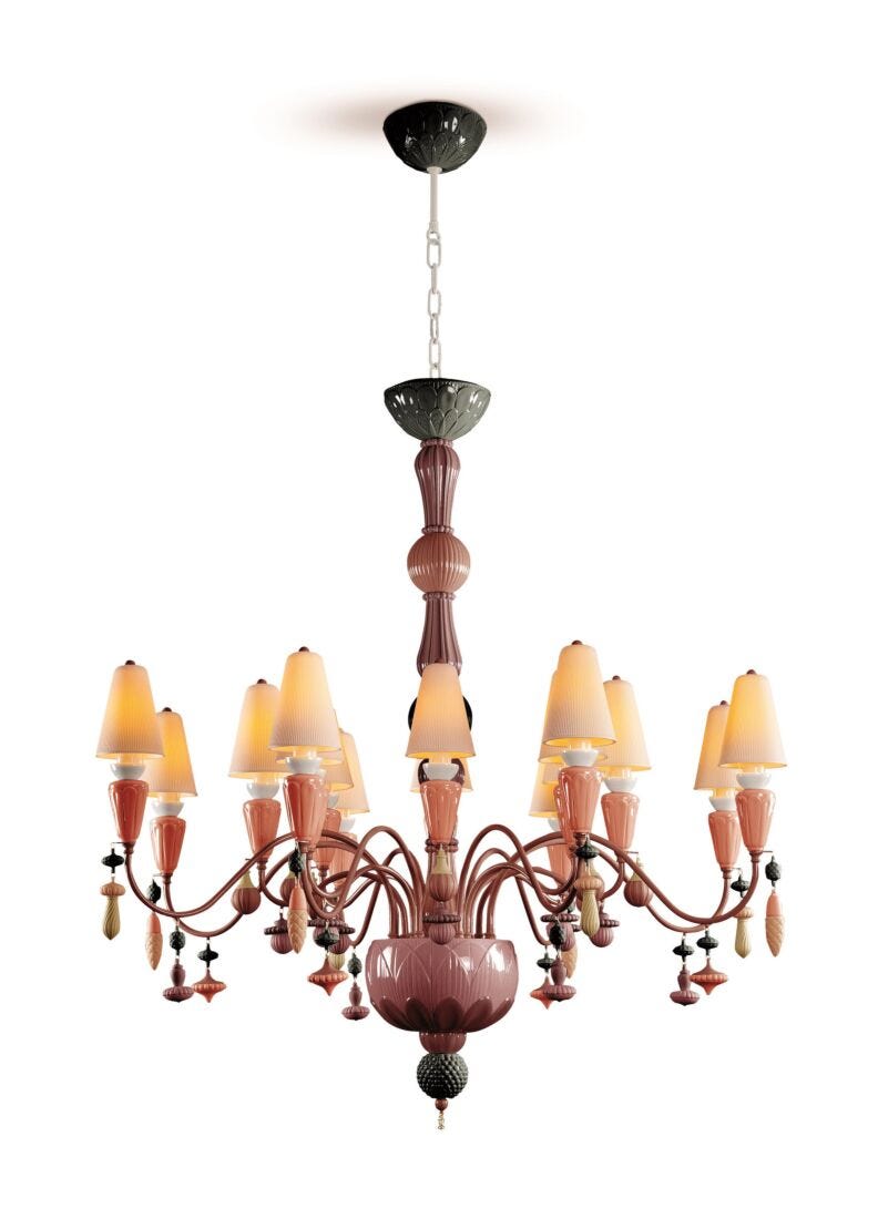 lladro Chandelier Ivy and Seed 16 luces. Mediano plano. Coral rojo (CE/UK/CCC) Envío gratis